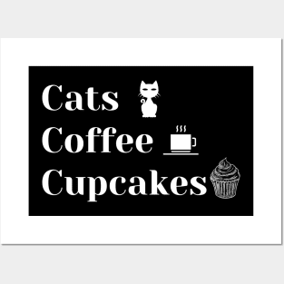 cats coffee cupcakes Posters and Art